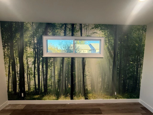Residential wallpaper installation in living room in Dallas